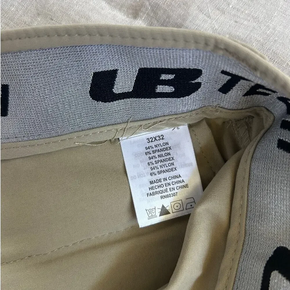 Rainier Men's UB Tech Travel Pants with Sportband Waist, Khaki, 32x32